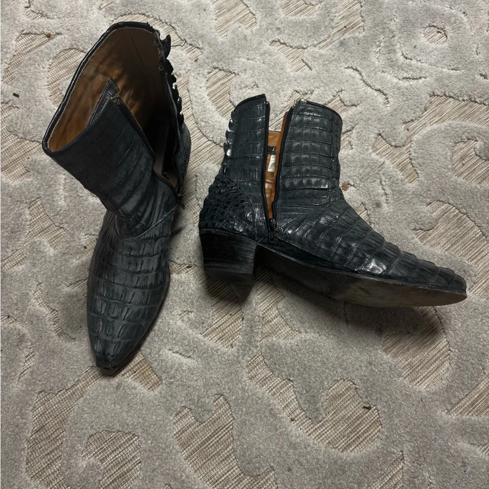 Men's Black/Grey Genuine Crocodile Boots 🐊 - Picture 2 of 5